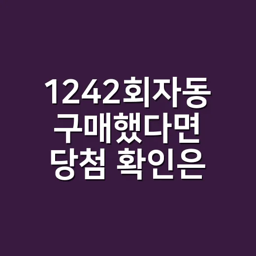 1242회자동 구매했다면 당첨 확인은 이렇게 하면 편해요 - 요약