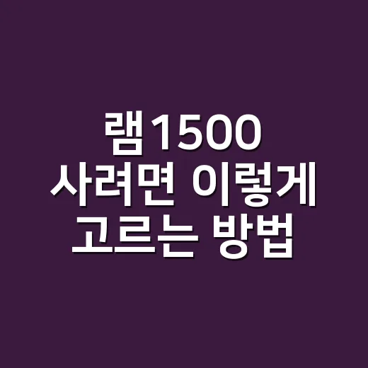 램1500 사려면 이렇게 고르는 방법 - 요약