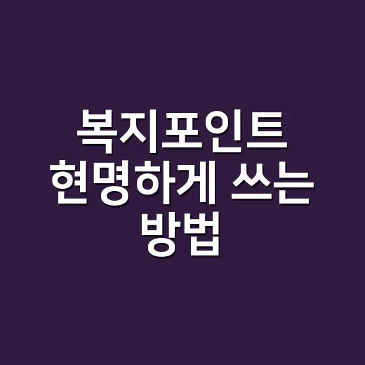 복지포인트 현명하게 쓰는 방법, 놓치기 쉬운 사용처부터 세금까지 - 요약