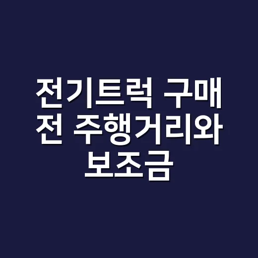 전기트럭 구매 전 주행거리와 보조금 따져보는 방법 - 요약