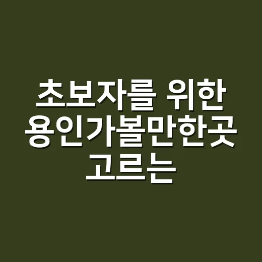 초보자를 위한 용인가볼만한곳 고르는 방법, 동선부터 하루 코스까지 - 요약