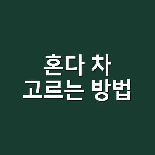 혼다 차 고르는 방법, 처음 비교할 때 이렇게 보면 덜 헷갈립니다 - 요약