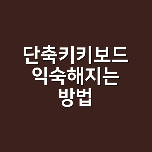 단축키키보드 익숙해지는 방법, 초보도 바로 체감하는 연습 루틴 - 요약