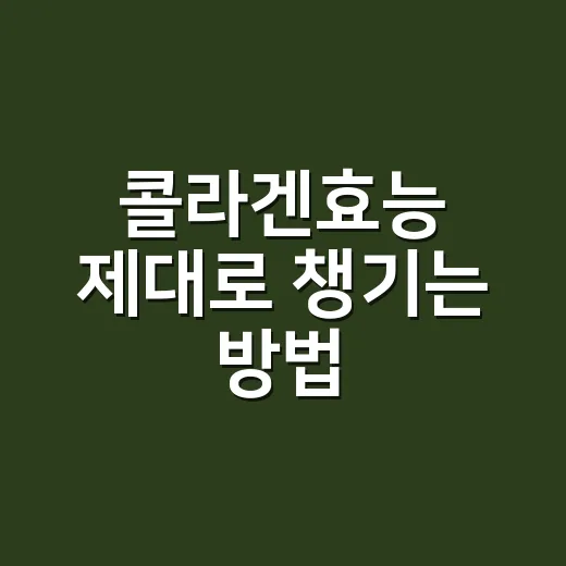 콜라겐효능 제대로 챙기는 방법, 먹기 전 꼭 볼 기준 - 요약