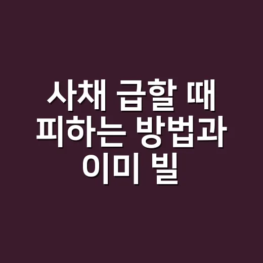 사채 급할 때 피하는 방법과 이미 빌렸을 때 대처하는 방법 - 요약