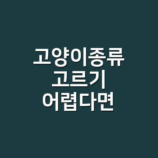 고양이종류 고르기 어렵다면 이렇게 비교하면 쉬워요 - 요약