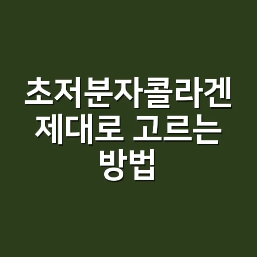 초저분자콜라겐 제대로 고르는 방법, 처음 먹는 사람도 헷갈리지 않게 - 요약