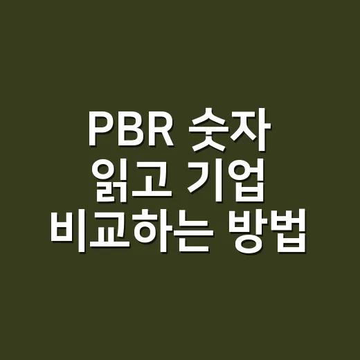 PBR 숫자 읽고 기업 비교하는 방법 - 요약