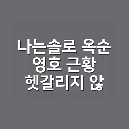 나는솔로 옥순 영호 근황 헷갈리지 않고 확인하는 방법 - 요약