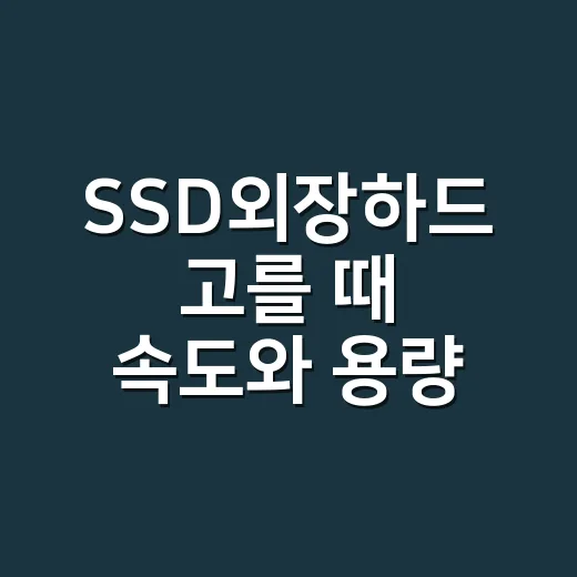 SSD외장하드 고를 때 속도와 용량 맞추는 방법 - 요약
