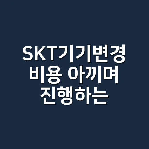 SKT기기변경 비용 아끼며 진행하는 방법 - 요약