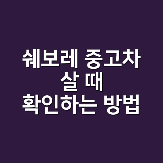 쉐보레 중고차 살 때 확인하는 방법 - 요약