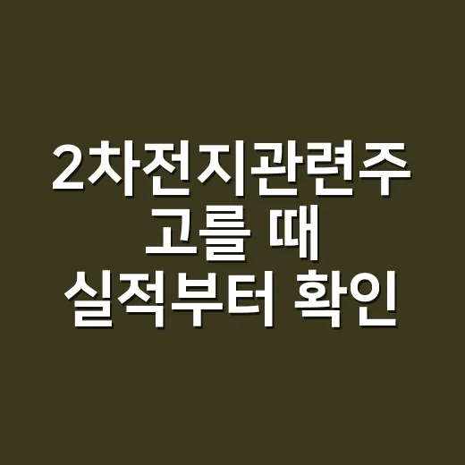 2차전지관련주 고를 때 실적부터 확인하는 방법 - 요약