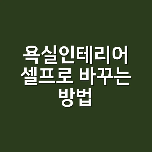 욕실인테리어 셀프로 바꾸는 방법, 초보가 돈 아끼려면 이렇게 하세요 - 요약