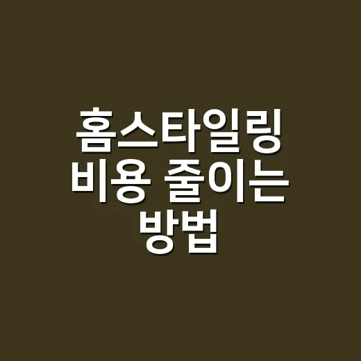 홈스타일링 비용 줄이는 방법, 초보자는 어디에 돈을 써야 할까 - 요약