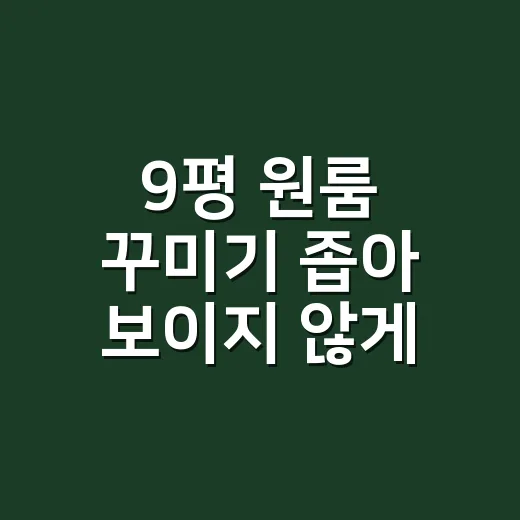 9평 원룸 꾸미기 좁아 보이지 않게 하는 방법 - 요약