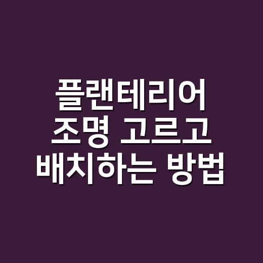 플랜테리어 조명 고르고 배치하는 방법 - 요약