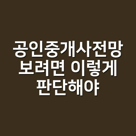 공인중개사전망 보려면 이렇게 판단해야 합니다 - 요약