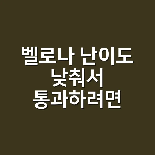 벨로나 난이도 낮춰서 통과하려면 이렇게 준비하세요 - 요약