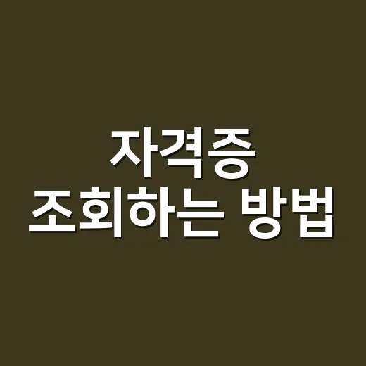 자격증 조회하는 방법, 시험 전에 이것부터 확인하세요 - 요약