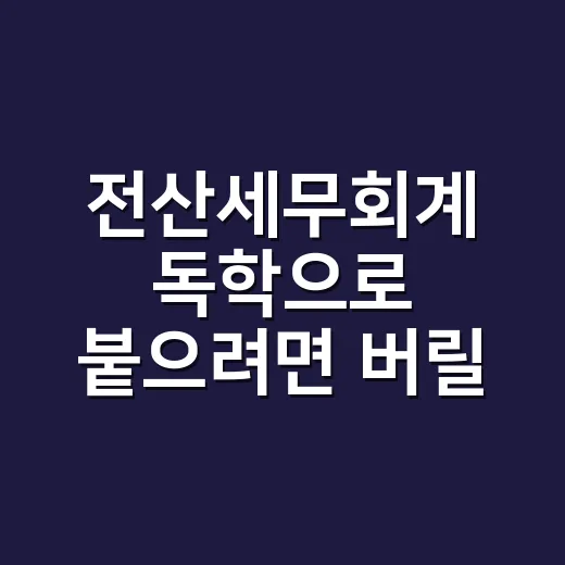 전산세무회계 독학으로 붙으려면 버릴 것부터 정하는 방법 - 요약
