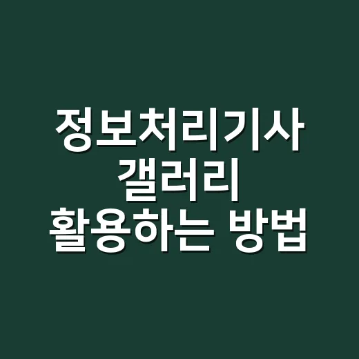 정보처리기사 갤러리 활용하는 방법, 초보자는 이렇게 걸러야 합니다