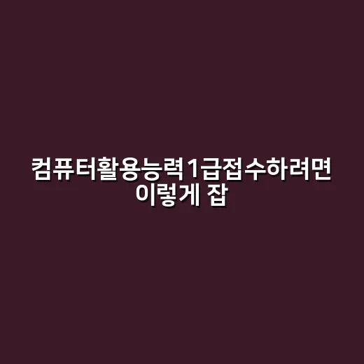 컴퓨터활용능력1급접수하려면 이렇게 잡아야 덜 흔들립니다 - 요약