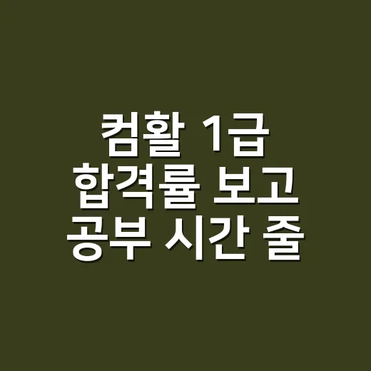 컴활 1급 합격률 보고 공부 시간 줄이는 방법 - 요약
