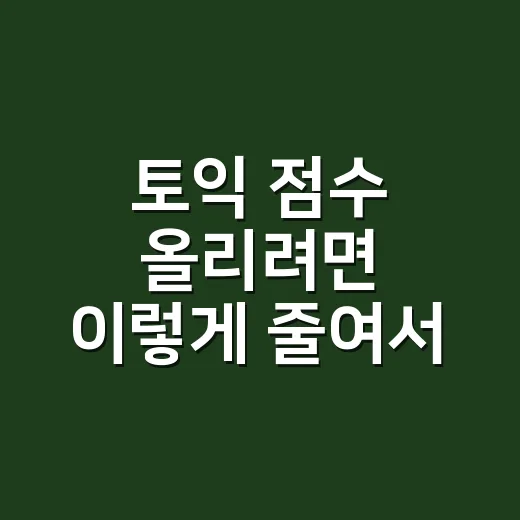 토익 점수 올리려면 이렇게 줄여서 공부하세요 - 요약