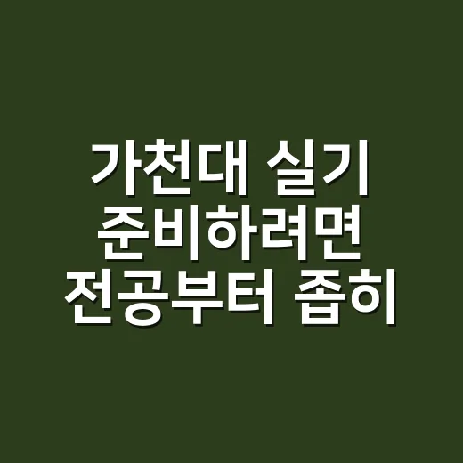 가천대 실기 준비하려면 전공부터 좁히는 방법 - 요약