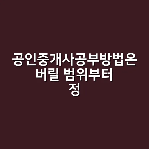 공인중개사공부방법은 버릴 범위부터 정하는 겁니다 - 요약