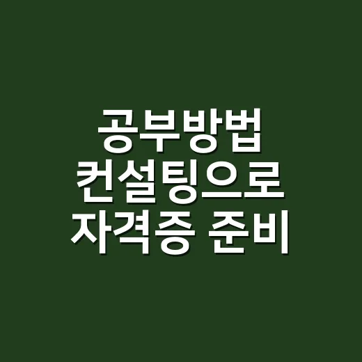 공부방법 컨설팅으로 자격증 준비 줄이는 방법 - 요약