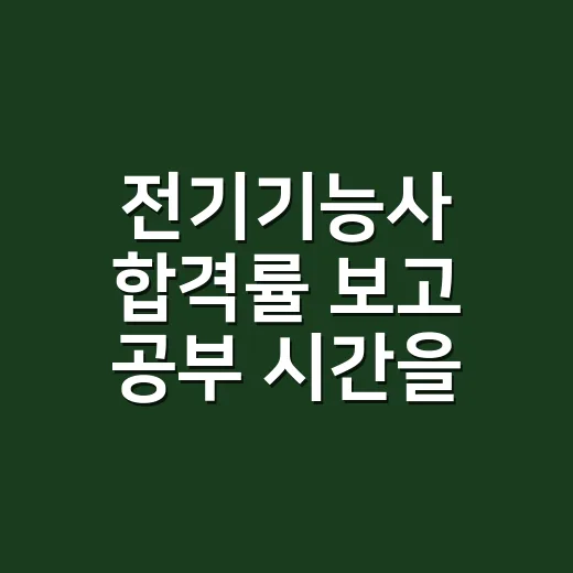전기기능사 합격률 보고 공부 시간을 나누는 방법 - 요약