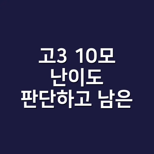 고3 10모 난이도 판단하고 남은 공부 줄이는 방법 - 요약