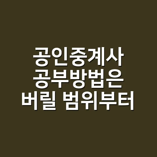 공인중계사 공부방법은 버릴 범위부터 정하는 것 - 요약