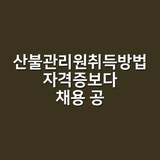 산불관리원취득방법 자격증보다 채용 공고부터 확인하세요 - 요약