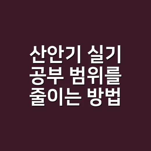 산안기 실기 공부 범위를 줄이는 방법 - 요약