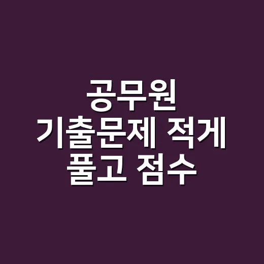공무원 기출문제 적게 풀고 점수 올리는 방법 - 요약