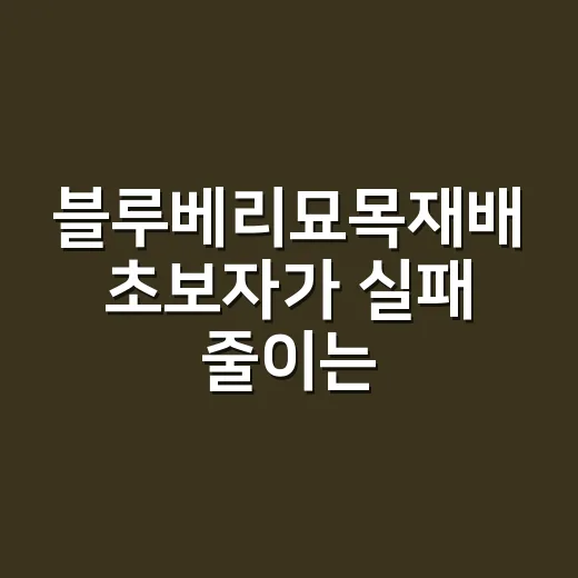 블루베리묘목재배 초보자가 실패 줄이는 방법 - 요약