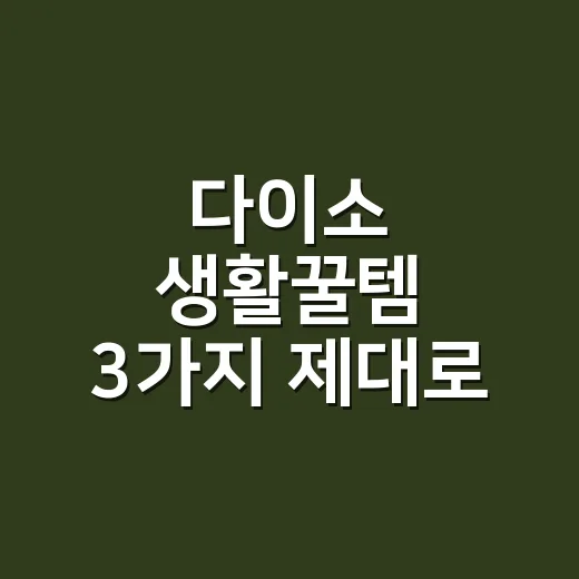 다이소 생활꿀템 3가지 제대로 고르는 방법 - 요약
