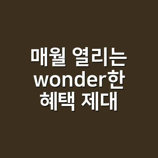 매월 열리는 wonder한 혜택 제대로 챙기는 방법 - 요약