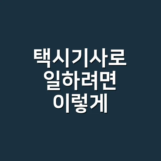 택시기사로 일하려면 이렇게 준비하면 됩니다 - 요약