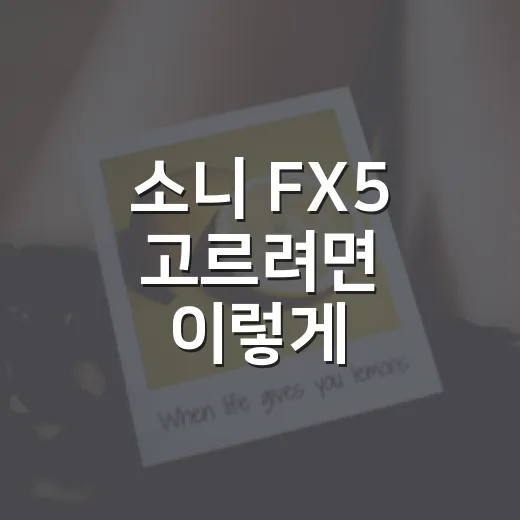 소니 FX5 고르려면 이렇게 비교하면 쉽습니다 - 요약
