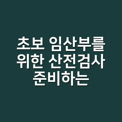 초보 임산부를 위한 산전검사 준비하는 방법 - 요약