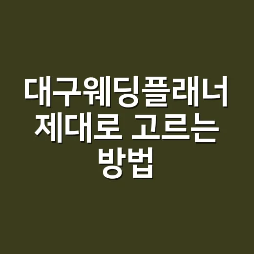 대구웨딩플래너 제대로 고르는 방법, 초보 예비부부가 먼저 확인할 것들 - 요약