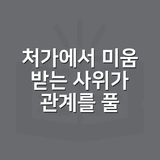 처가에서 미움 받는 사위가 관계를 풀어가는 방법 - 요약