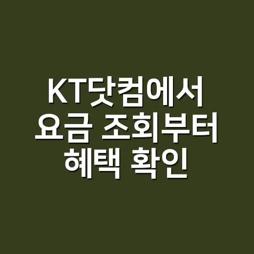 KT닷컴에서 요금 조회부터 혜택 확인까지 빠르게 처리하는 방법 - 요약