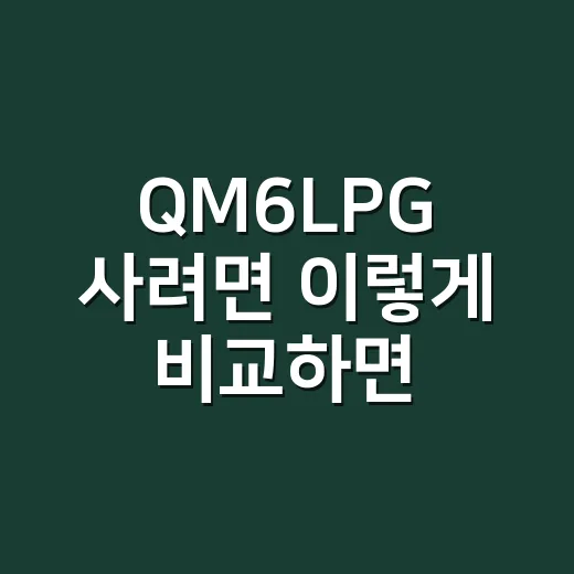 QM6LPG 사려면 이렇게 비교하면 덜 헷갈립니다 - 요약