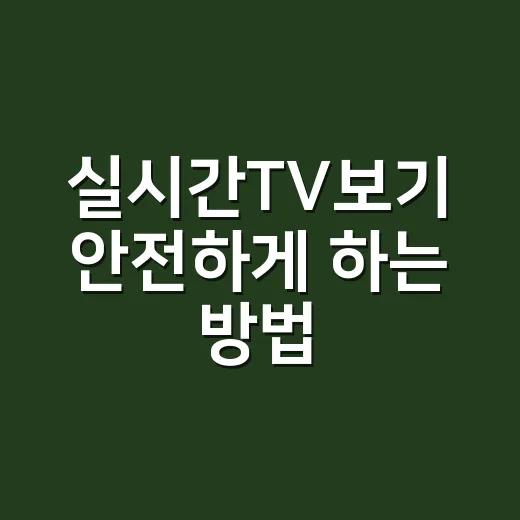 실시간TV보기 안전하게 하는 방법, 무료 채널부터 OTT까지 이렇게 고르면 편해요 - 요약