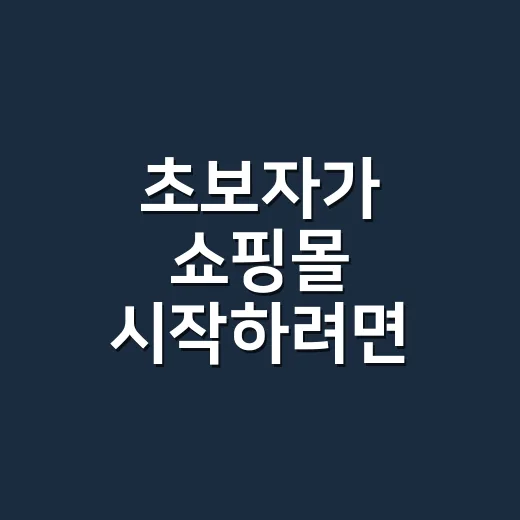 초보자가 쇼핑몰 시작하려면 이렇게 준비하면 됩니다 - 요약